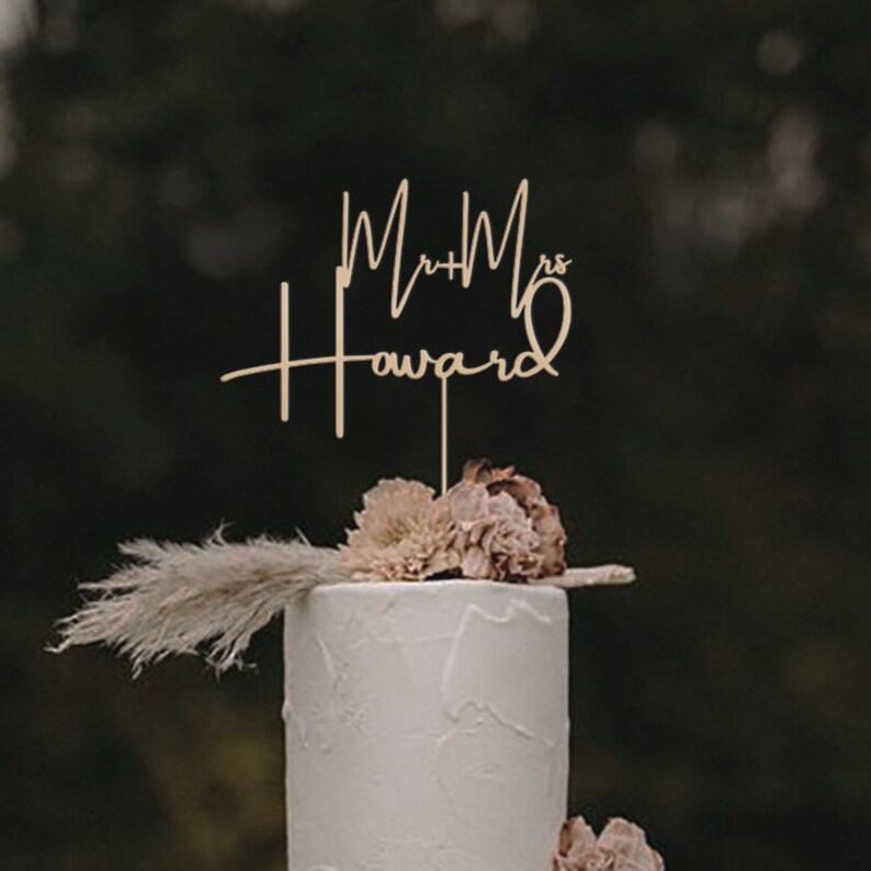 Modern Wedding Cake Topper . Boho Wedding Cake Topper . Wood Etsy