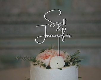 Modern Wedding Cake Topper / Boho Wedding Cake Topper / Wood Wedding Cake Topper / Custom Script Mr and Mrs Cake Toppers for Wedding