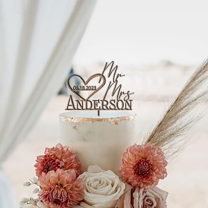 Custom Date Cake Topper . Boho Cake Topper . Heart Wedding - Etsy