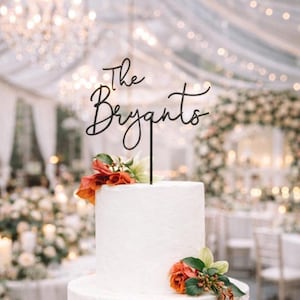 Personalized Wood Wedding Cake Topper: Mr Mrs Engagement Rustic Design