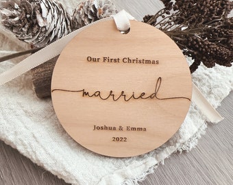 Personalized Married Christmas Ornament 2023 . First Christmas Married Ornament . Newly Gift For Couple . Wedding Gift . Mr Mrs Keepsake