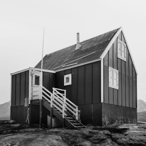 Traditional house in South Greenland, black and white [photography wall print]