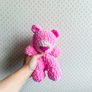 Small Blanket Yarn Bear Snuggler | Handmade Crochet Soft Stuffed Plushie, Lovey for Toddler, Baby Toy, Gift Idea