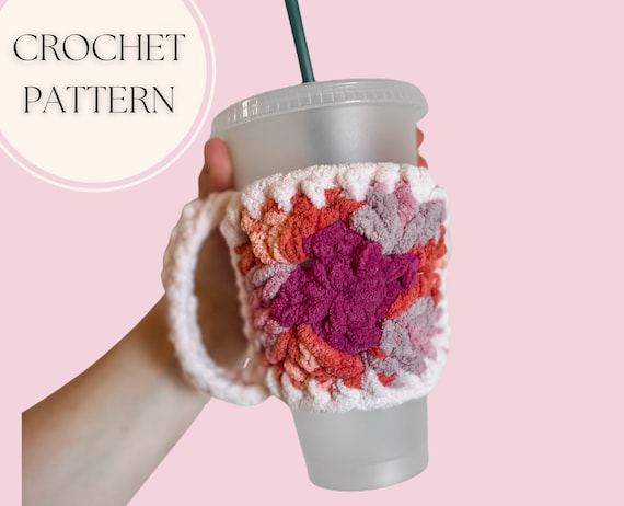 Retro Vibes Cozy Pattern PDF | Beginner Friendly Granny Square Coffee Cozy Pattern | Blanket Yarn Scrap Yarn Project