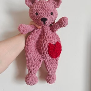 Briar the Bear Snuggler | Handmade Crochet Blanket Yarn Plush Lovey Toddler Baby Toy