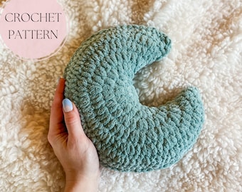 Crochet Moon Pillow Pattern PDF | Beginner Friendly Cute Celestial Amigurumi, Weighted Crescent Moon Emotional Support