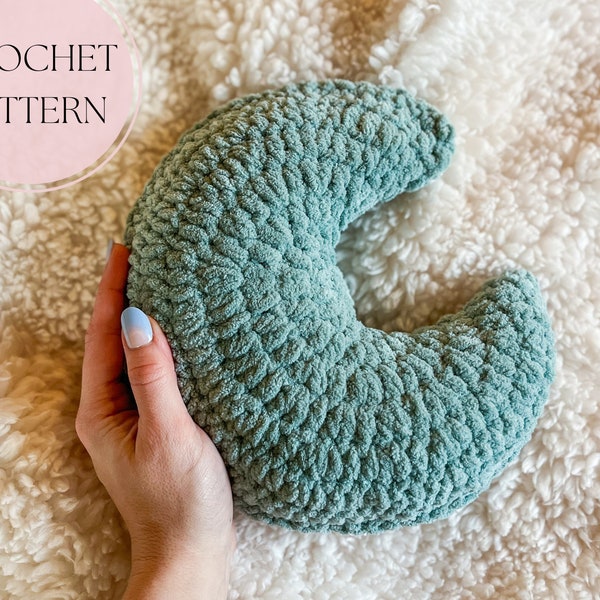 The Weighted Moon Pillow Crochet Pattern PDF | Beginner Friendly Cute Celestial Blanket Yarn Amigurumi Crescent Moon Emotional Support