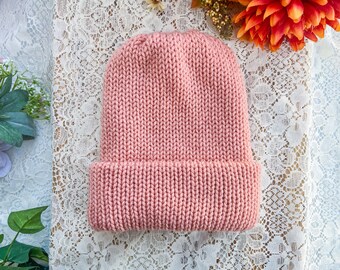 The Peach Knit Beanie | Double Knitted Unisex Ribbed Classic Unisex Hat