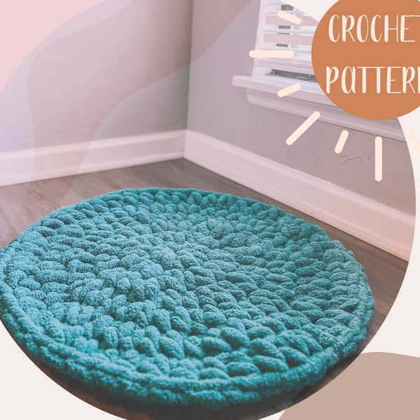 The Jumbo Bath Mat (Slash Dog Bed) | Crochet Bath Mat Dog Bed Pattern PDF | Easy Jumbo Yarn Crochet Project