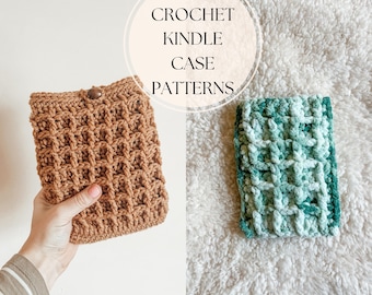 The Waffle Kindle Sleeve Pattern PDF | Beginner Friendly Textured Cozy Kindle Cover Pattern | Blanket Yarn Laptop Case Back to School