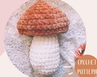 O padrão de crochê do cogumelo Amanita Padrão PDF | Almofada de floresta para iniciantes | Padrão Amigurumi de fio de manta de mushie robusto
