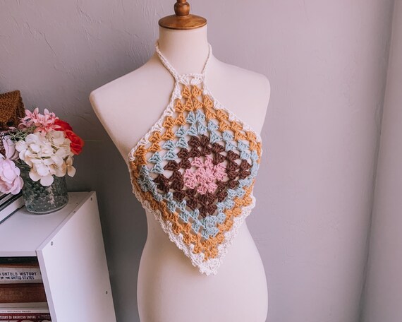 The Granny Square Bandana Halter | Handmade Crochet Women's