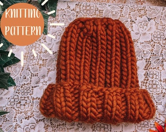 The Sunday Morning Beanie Pattern PDF | PATTERN ONLY | Simple Classic Beginner Friendly Knitting Pattern Super Bulky Hat Pattern