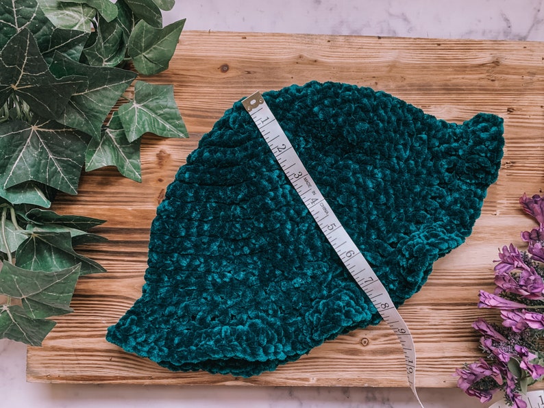 The Velvet Bucket Hat in Dark Green Handmade Crochet Women\u2019s Retro Inspired Bucket Hat