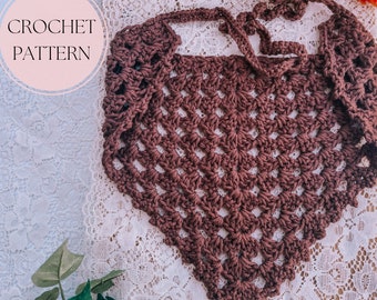 The 70s Bandana Crochet Pattern PDF | PATTERN ONLY | Retro Vintage Inspired Easy Crochet Cottagecore Hair Scarf Kerchief Pattern