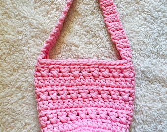 Bolso de crochet con hilo para camiseta, bolso grueso de crochet hecho a mano, bolso de crochet con hilo para camiseta