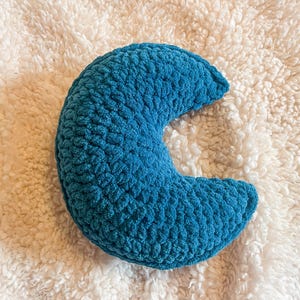 Crochet Chenille Crescent Moon Pillow | Stuffed Plush Yarn Celestial Plush Crochet Home Decor Nursery Pillow