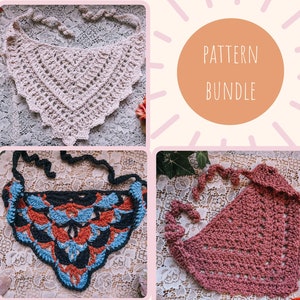 The Bandana Pattern Bundle PDF | Digital Files ONLY | Retro Vintage Inspired Cute Bundle of 4 Crochet Kerchief Patterns