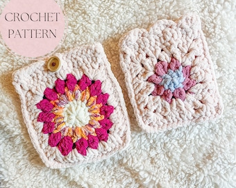The Wildflower + Daisy Days Tablet Sleeve Pattern Bundle | Granny Square Cozy Kindle Cover PDF | Blanket Yarn Pouch Back to School