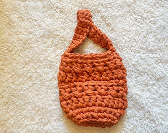 Bolso de crochet con hilo para camiseta, bolso grueso de crochet hecho a mano, bolso de crochet con hilo para camiseta