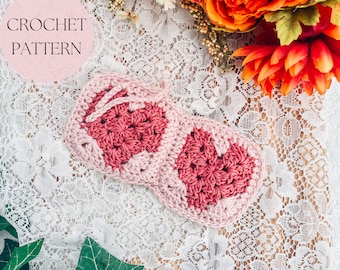 Herz-Sonnenbrillenhülle Muster PDF | Anfänger Freundliches Oma Quadrat Valentinstag Muster | Scrap Yarn Brillenetui