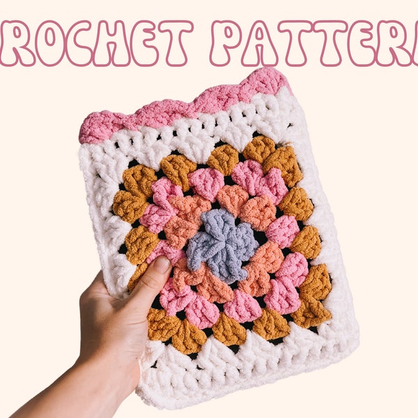 Retro Vibes Tablet Sleeve Pattern PDF | Beginner Friendly Granny Square Cozy Kindle Cover Pattern | Blanket Yarn Phone Pouch Back to School