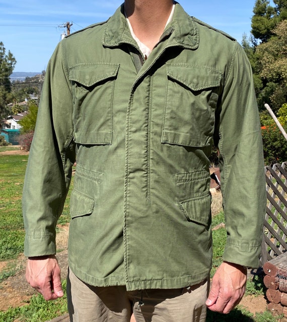 Vintage M 65 Field Jacket With Stenciling On Back Gem