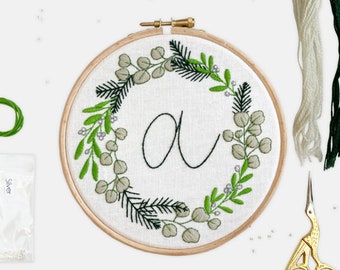 Christmas Wreath Personalised Letter Embroidery Kit