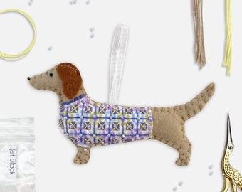 Dachshund Sewing Kit - Sausage Dog Hanging Decoration Felt Craft Set