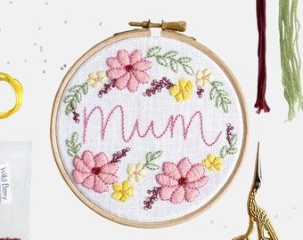 Mother's Day Embroidery Kit - Pink Floral