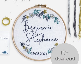 Personalised Wedding Embroidery Pattern PDF