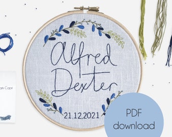 Personalised Embroidery Pattern for New Baby PDF