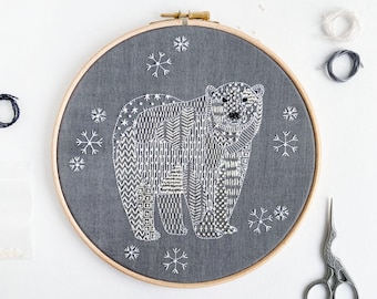 Polar Bear Christmas Embroidery Kit