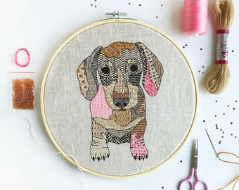 Dachshund Embroidery Kit - DIY Sewing Project