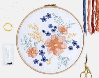 Floral Cross Stitch Kit - Large Sewing Project