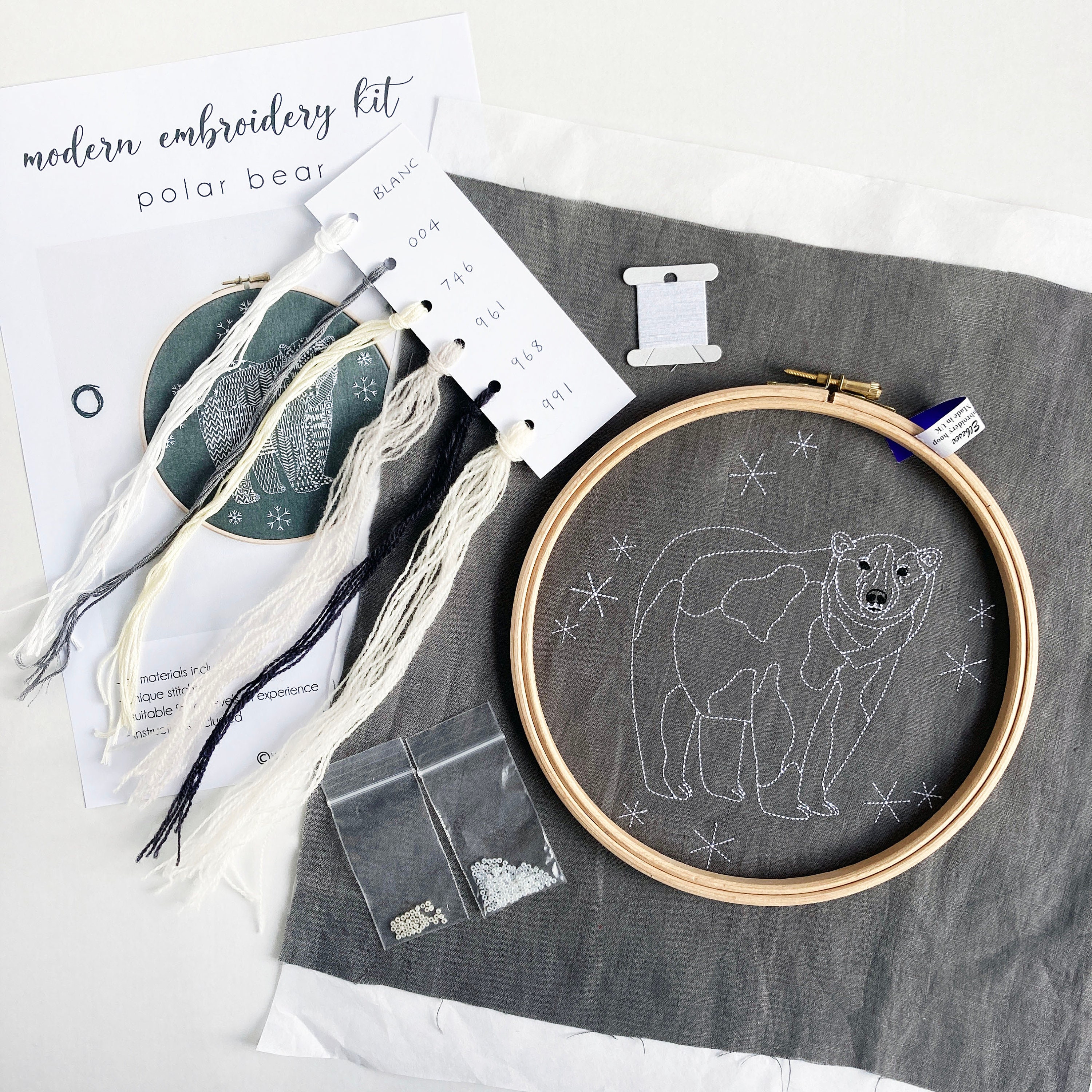 Polar Bear Stamped Children Embroidery Kit