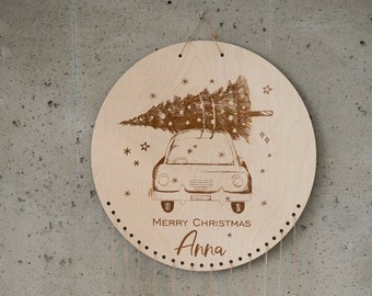 Personalized Wooden Advent Calendar Car + Christmas tree + crafts houses, advent calendar for children, pre-Christmas period, Advent Season