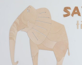 ELEPHANT - wooden wall decoration in the Safari style SIZE M, wooden wall decorn, Kinderzimmer Dekoration, Wanddekoration, Nursery decor