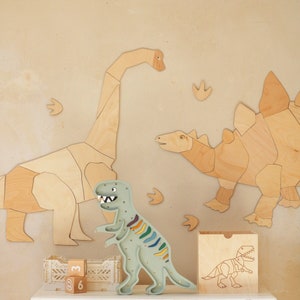 Dinosaure DIPLODOCUS, décoration murale origami, décoration murale en bois, Kinderzimmer Dekoration, Wanddekoration, chambre d'enfant, diplodocus image 1