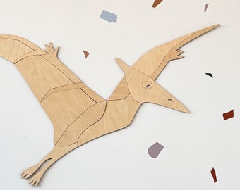Wooden Pterodactyl Wall Decor – Dinosaur Nursery Decoration for Boys Room, Minimalist Dino Wall Art, Playroom Dinosaur Gift for Kids