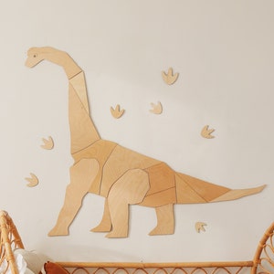 Dinosaure DIPLODOCUS, décoration murale origami, décoration murale en bois, Kinderzimmer Dekoration, Wanddekoration, chambre d'enfant, diplodocus image 2