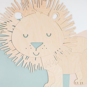 LION wooden wall decoration in the Safari style SIZE M, wooden wall decorn, Kinderzimmer Dekoration, Wanddekoration, Nursery decor image 2