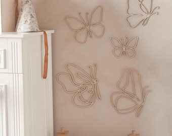 Mariposas de madera para pared – Juego de 6 | Decoración de mariposas para habitación infantil o infantil | Arte ecológico de pared fácil de montar, regalo para baby shower