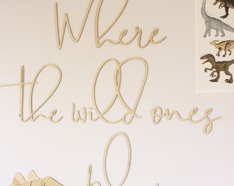 Wooden Wall Sign: Where The Wild Ones Play, Schriftzug, Wanddekko, Babyzimmer Deko aus Holz, Kinderzimmer, wall decoration, baby, Nursery