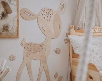 Magical Deer Nursery Decor, wooden wall decor, Kinderzimmer Dekoration, Wanddekoration, kids room decor
