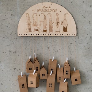 Personalized Wooden Advent Calendar Gnomes + crafts houses, advent calendar for children, pre-Christmas period, Advent Season decoration