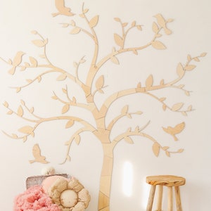 Nature-inspired Wall Art Wooden Tree with Birds Nursery Decor Idea, baum holz kinderzimmer image 9