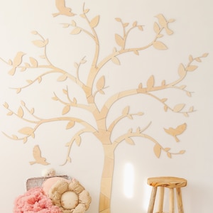 Arte da parete - Albero in legno con uccelli - Idea arredamento per la scuola materna, baum holz kinderzimmer, decorazione Montessori, scuola materna, Wanddekoration