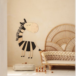 Zebra wooden wall decoration in the Safari style SIZE S, wooden wall decoration, Kinderzimmer Dekoration, Wanddekoration, Nursery decor image 4