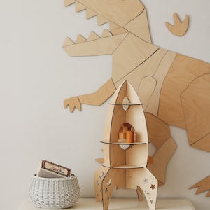 Dinosaur t-rex wall decoration origami, tyranosaurus rex, wooden wall decor, Kinderzimmer Dekoration, Wanddekoration, kids room decor image 2